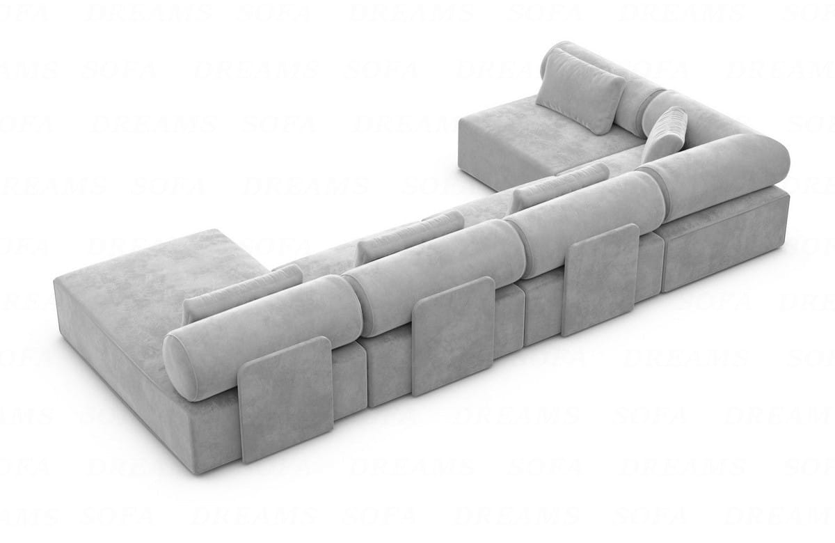 Wohnlandschaft Laguardia U-Form Stoff Hellgrau