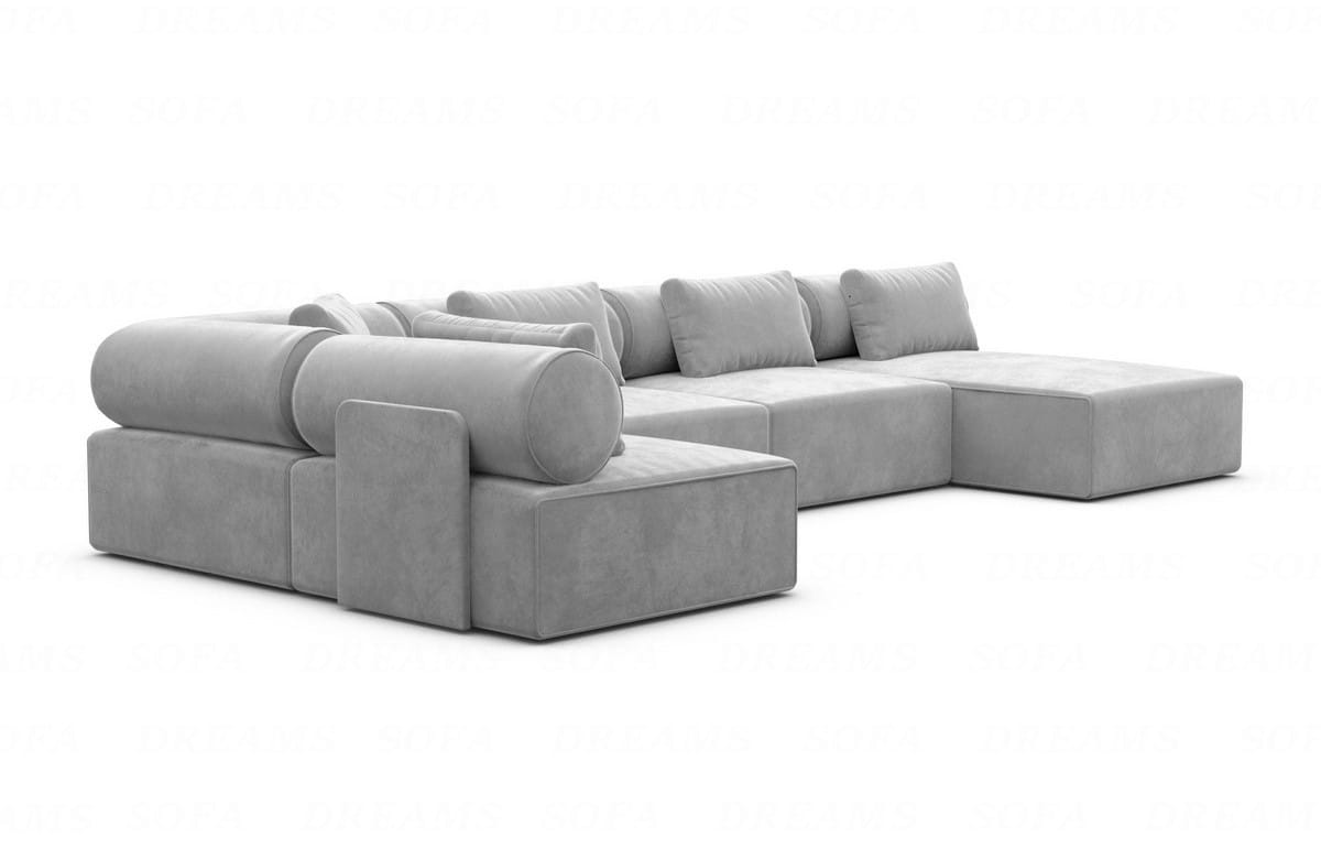 Wohnlandschaft Laguardia U-Form Stoff Hellgrau