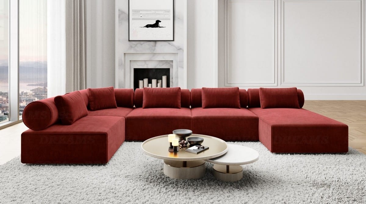 Couchlandschaft Laguardia U-Form in Stoff Rot