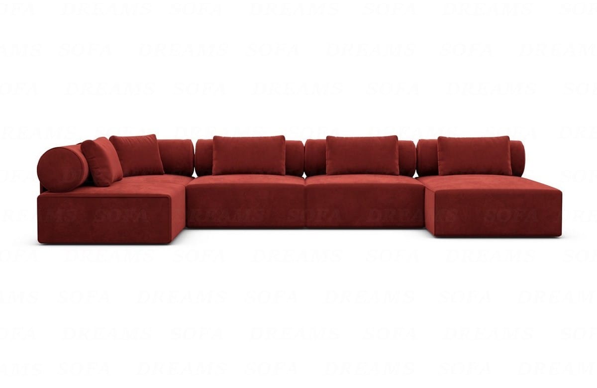 Couchlandschaft Laguardia U-Form in Stoff Rot