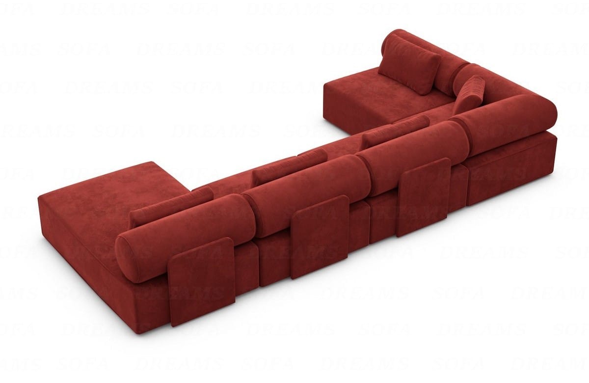 Couchlandschaft Laguardia U-Form in Stoff Rot