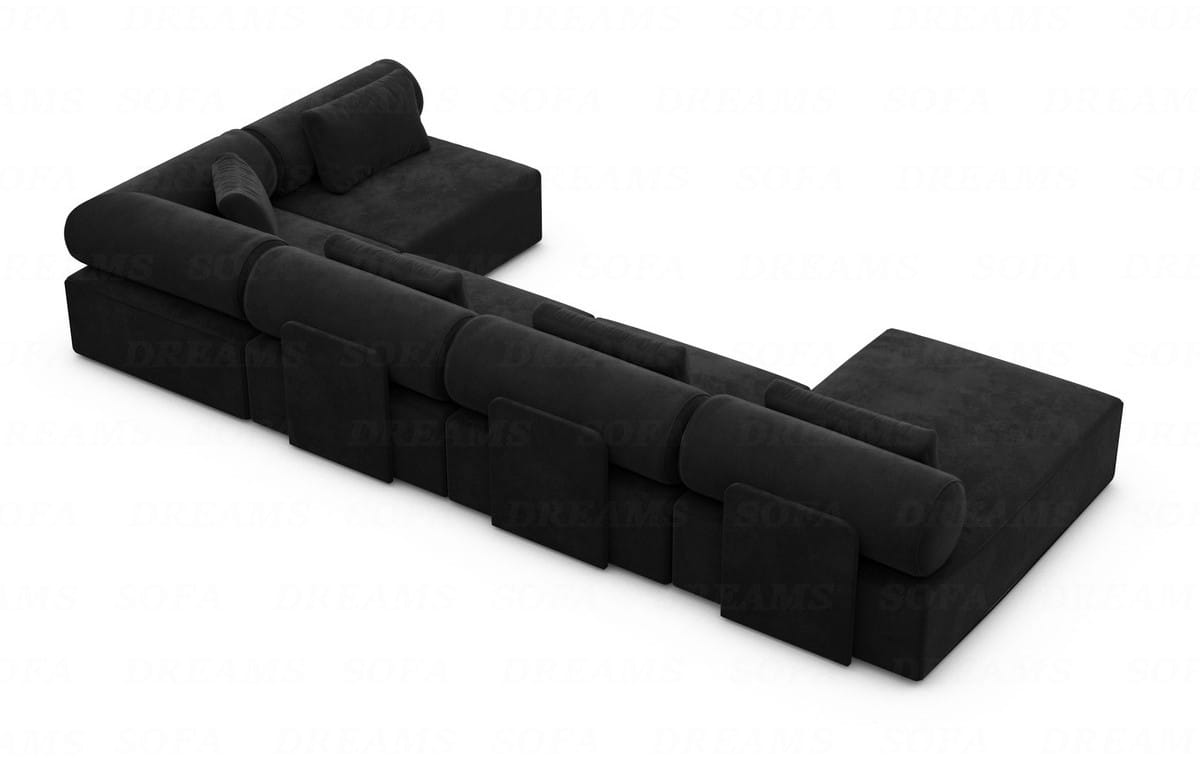 Couchlandschaft Laguardia U-Form in Stoff Schwarz