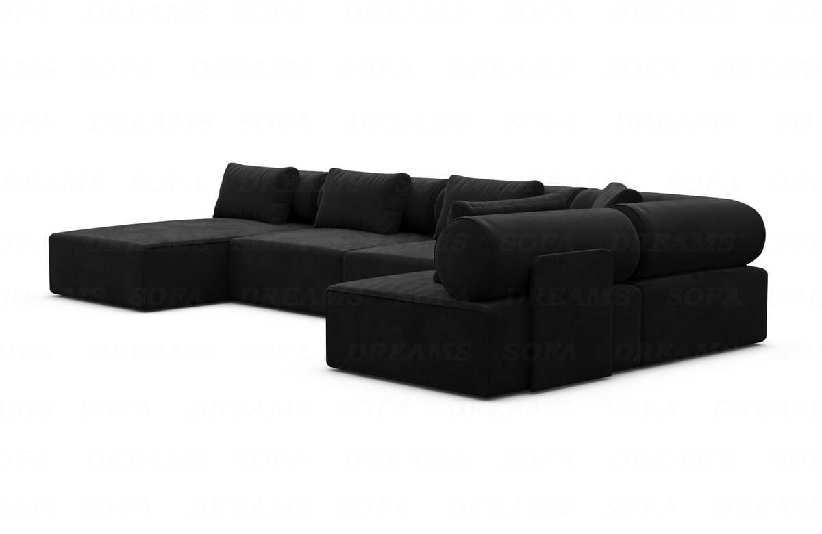 Couchlandschaft Laguardia U-Form in Stoff Schwarz