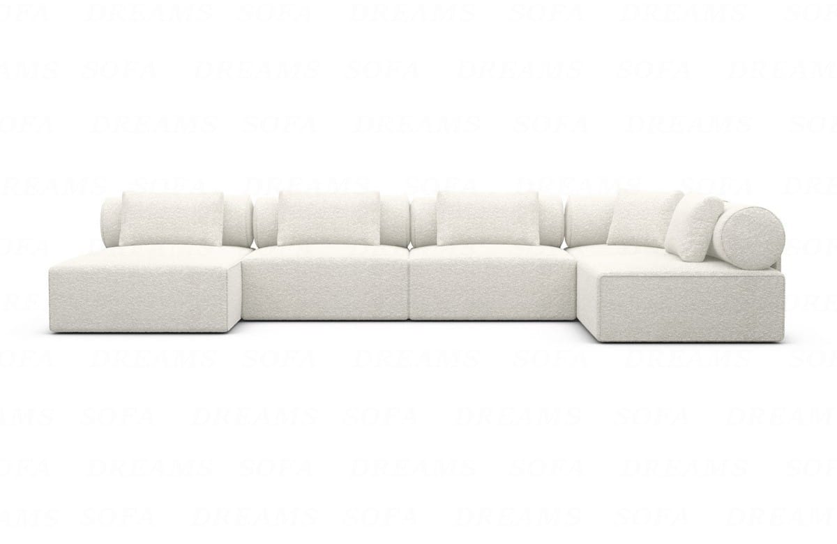 Couchlandschaft Laguardia U-Form in Stoff Weiß