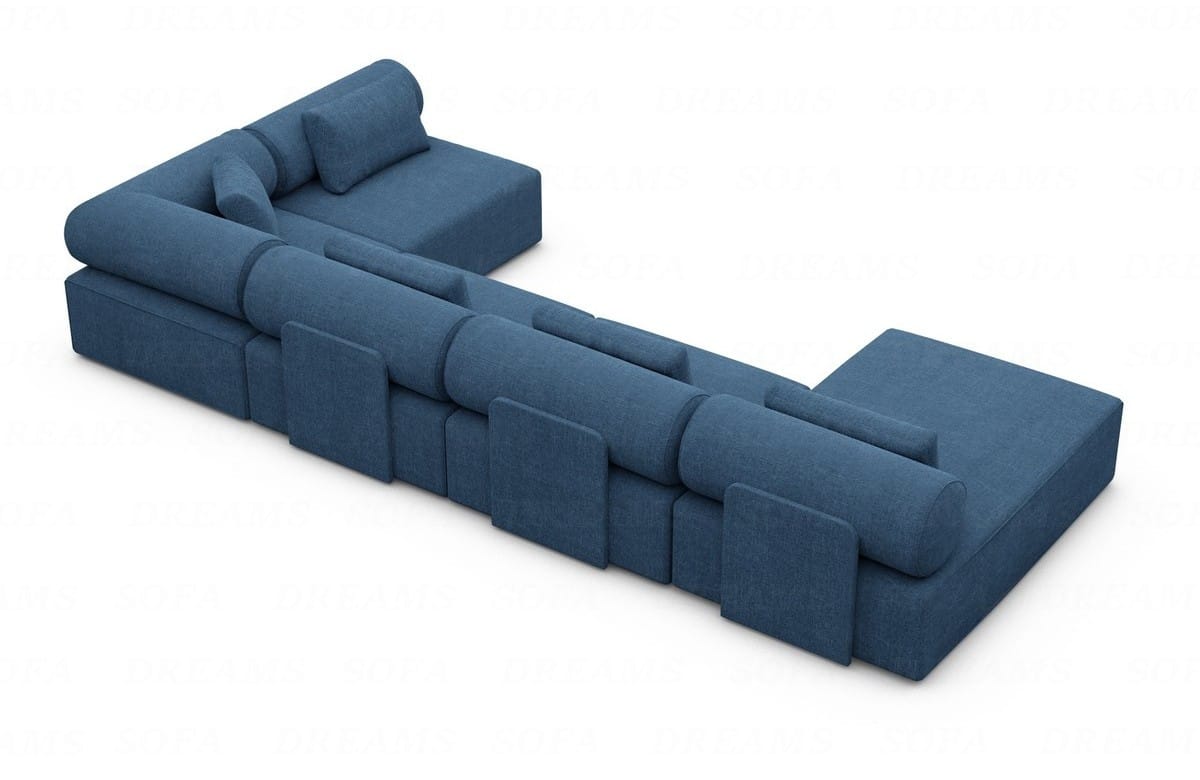 Couchlandschaft Laguardia U-Form in Stoff Blau
