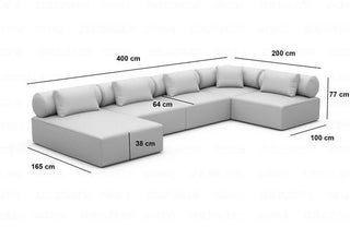 Couchlandschaft Laguardia U-Form in Stoff Hellgrau