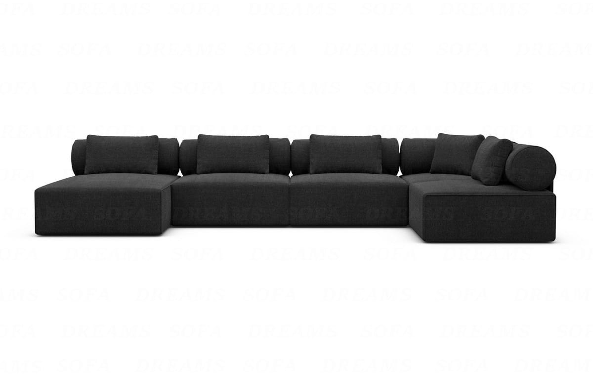 Wohnlandschaft Laguardia U-Form Stoff Schwarz