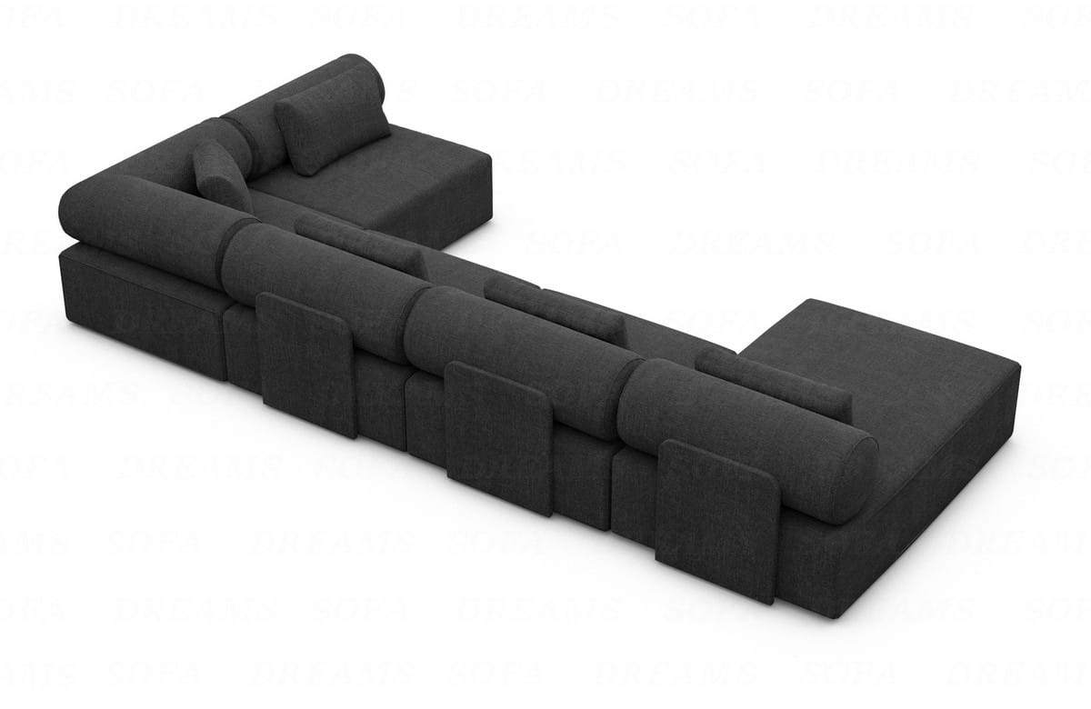 Wohnlandschaft Laguardia U-Form Stoff Schwarz