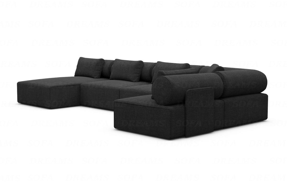 Wohnlandschaft Laguardia U-Form Stoff Schwarz