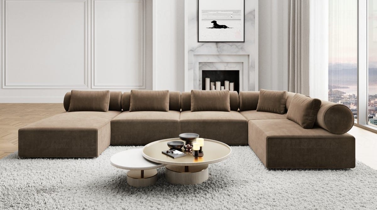 Couchlandschaft Laguardia U-Form in Stoff Braun