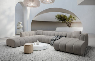 XXL Wohnlandschaft Almagro U-Form aus Stoff Hellgrau