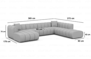 XXL Wohnlandschaft Almagro U-Form aus Stoff Hellgrau