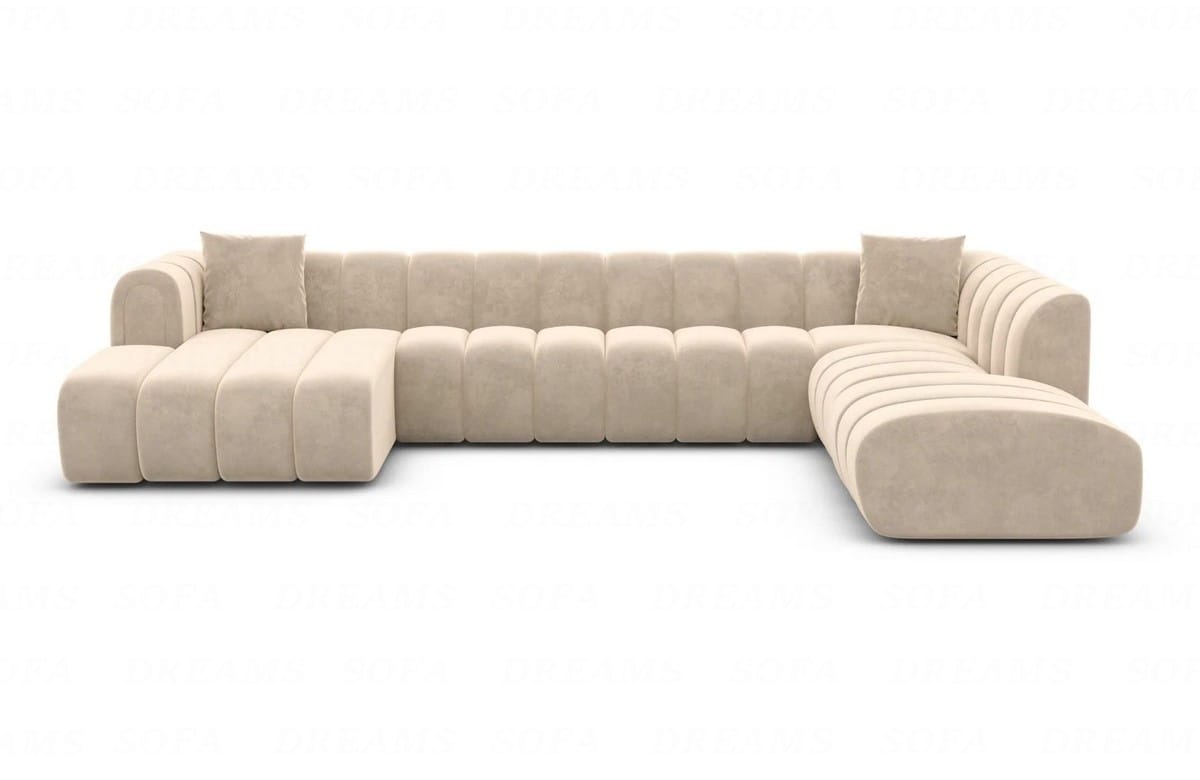 XXL Wohnlandschaft Almagro U-Form aus Stoff Beige