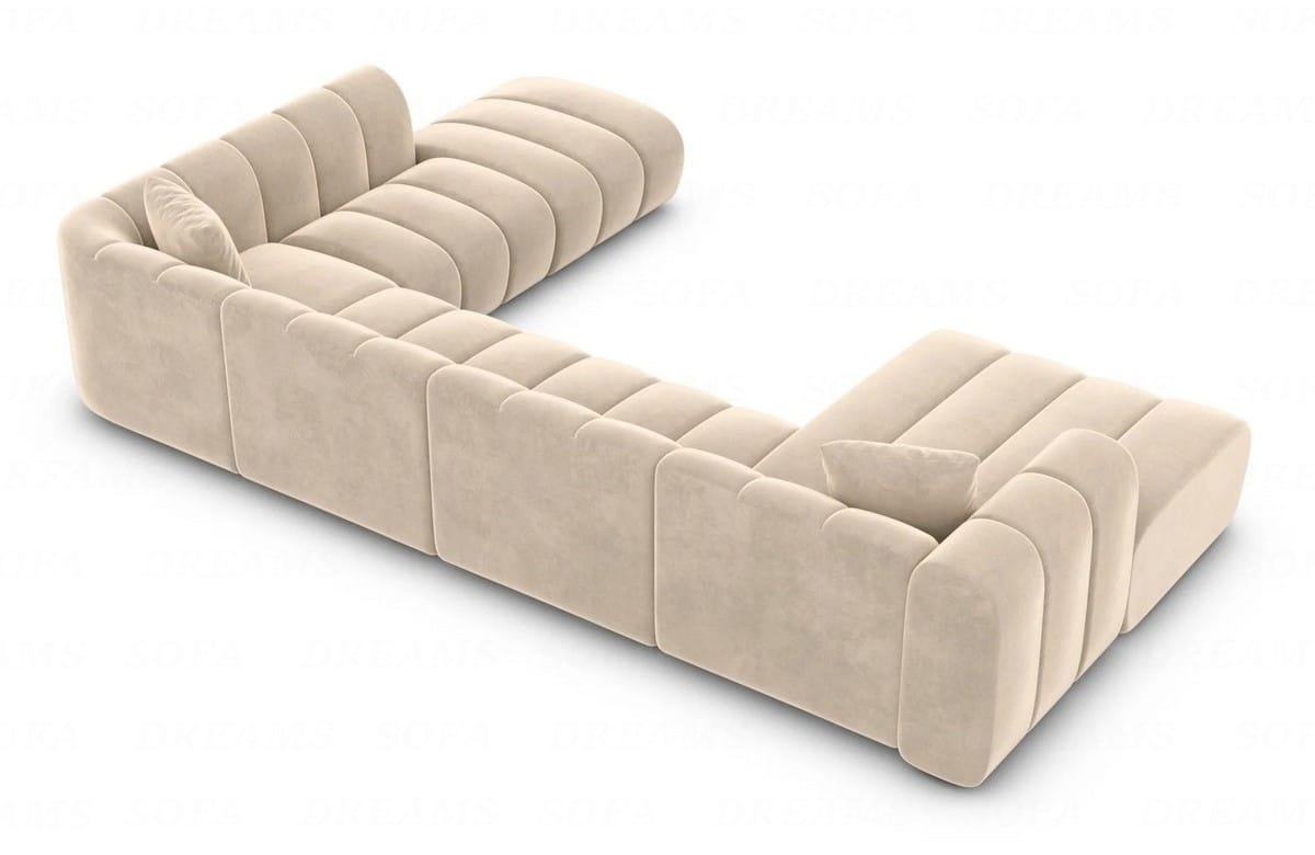 XXL Wohnlandschaft Almagro U-Form aus Stoff Beige