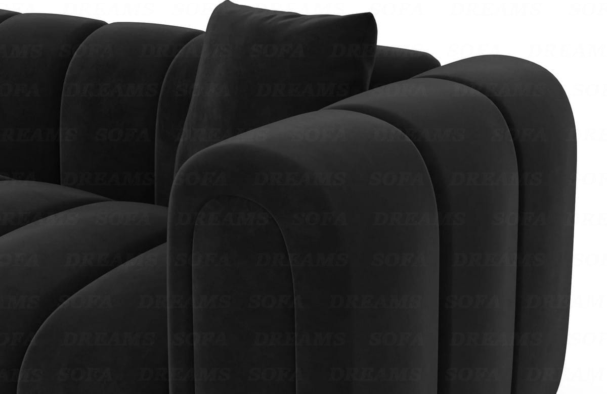 XXL Wohnlandschaft Almagro U-Form aus Stoff Schwarz