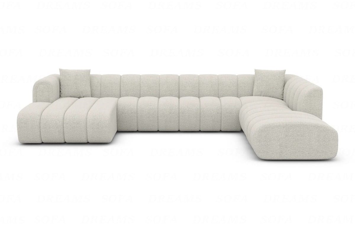 XXL Wohnlandschaft Almagro U-Form aus Stoff Weiß