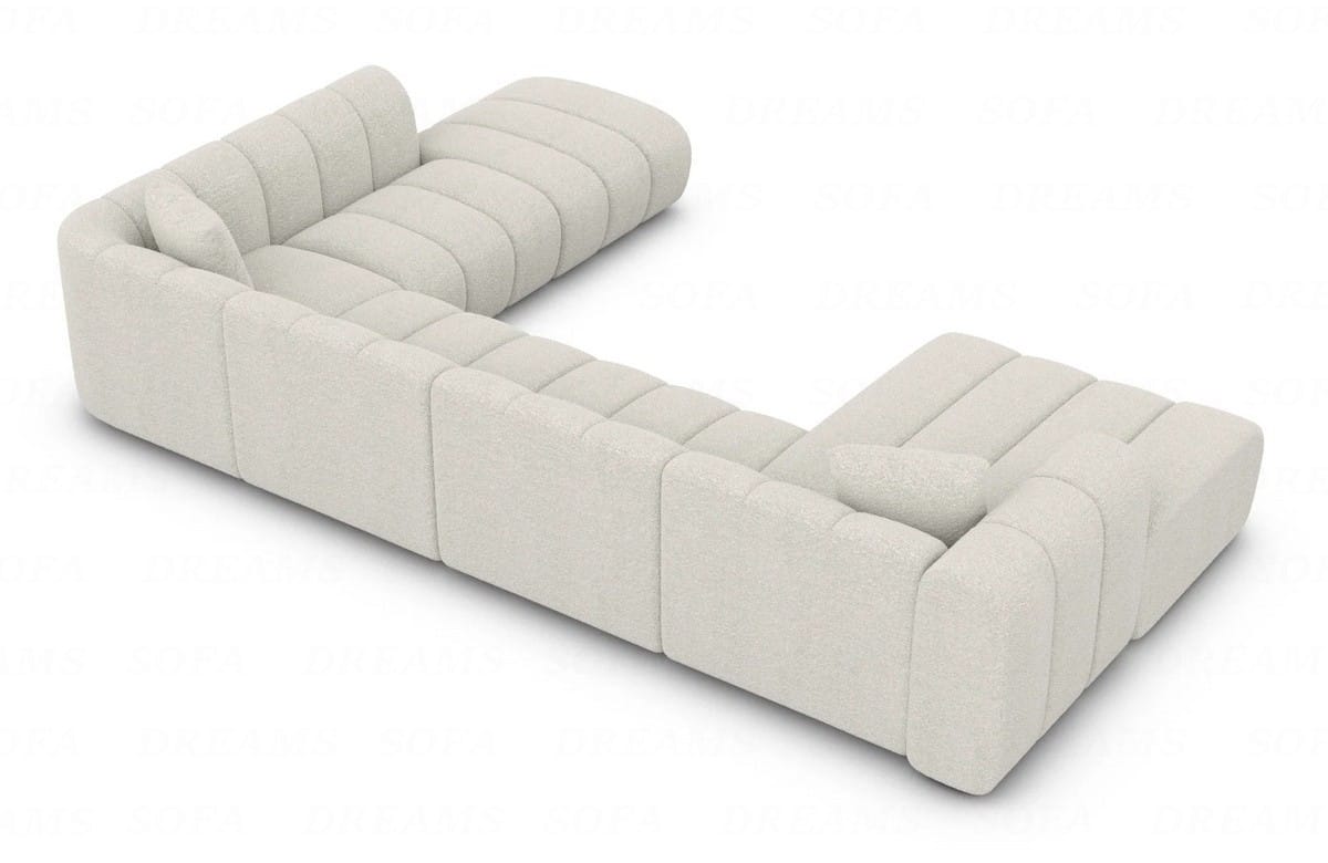 XXL Wohnlandschaft Almagro U-Form aus Stoff Weiß