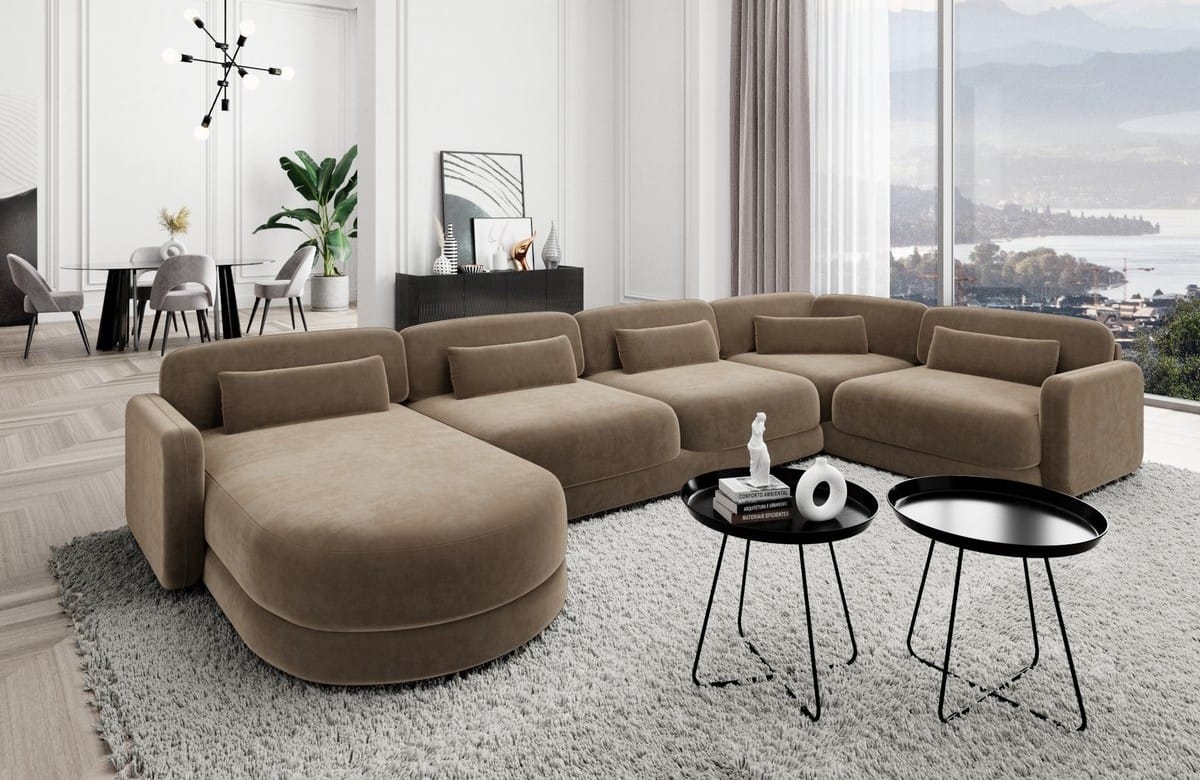 Polster Wohnlandschaft Valencia U-Form Braun