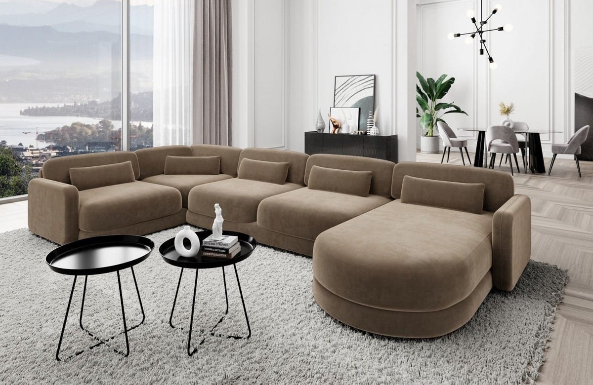 Polster Wohnlandschaft Valencia U-Form Braun