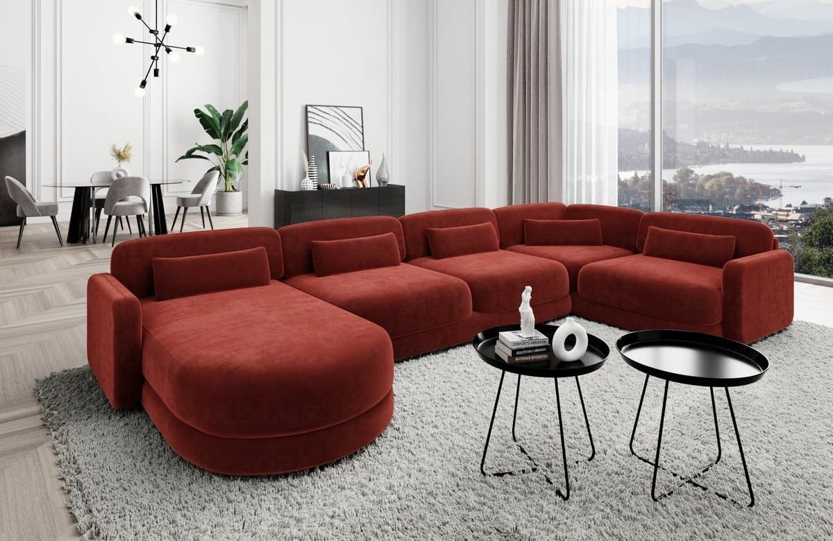 Polster Wohnlandschaft Valencia U-Form Rot