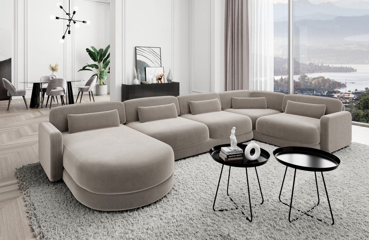 Polster Wohnlandschaft Valencia U-Form Sand