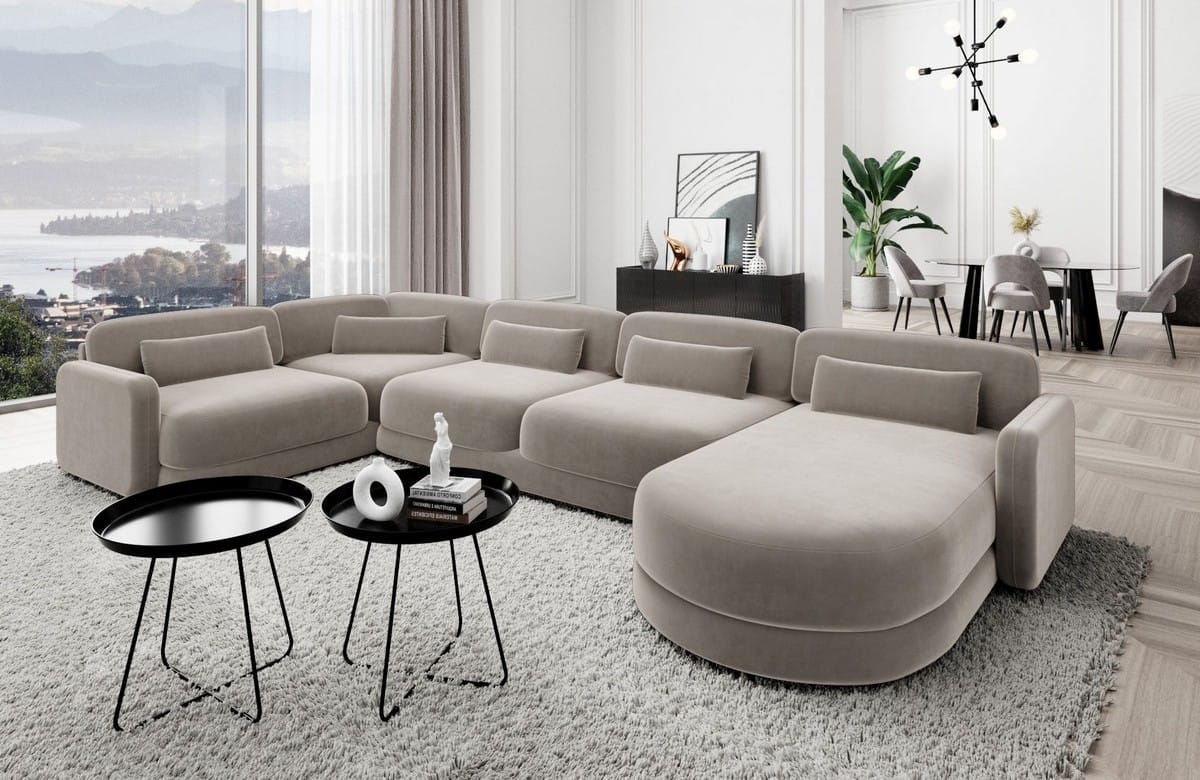 Polster Wohnlandschaft Valencia U-Form Sand