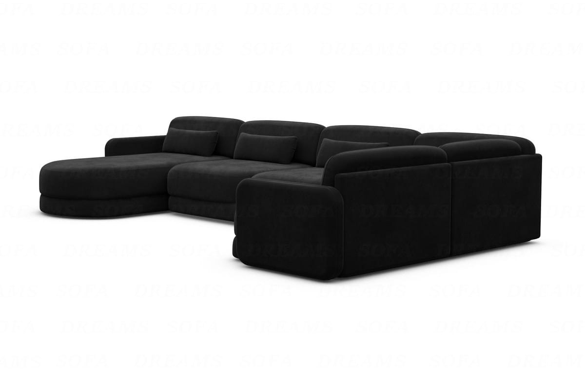 Polster Wohnlandschaft Valencia U-Form Schwarz