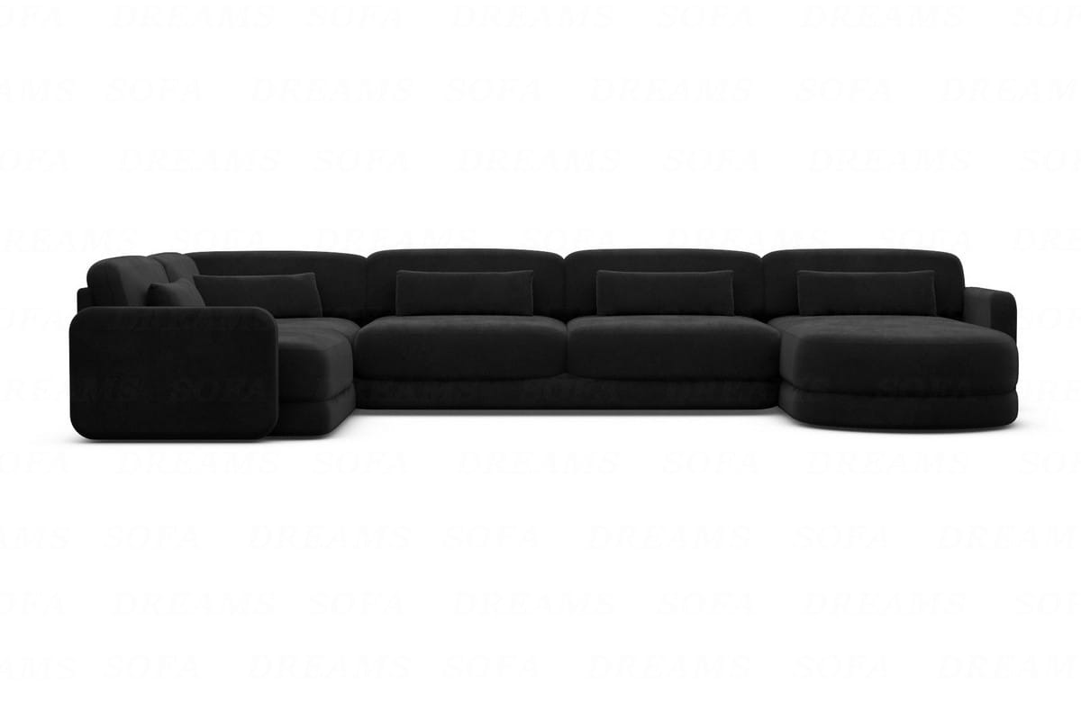 Polster Wohnlandschaft Valencia U-Form Schwarz