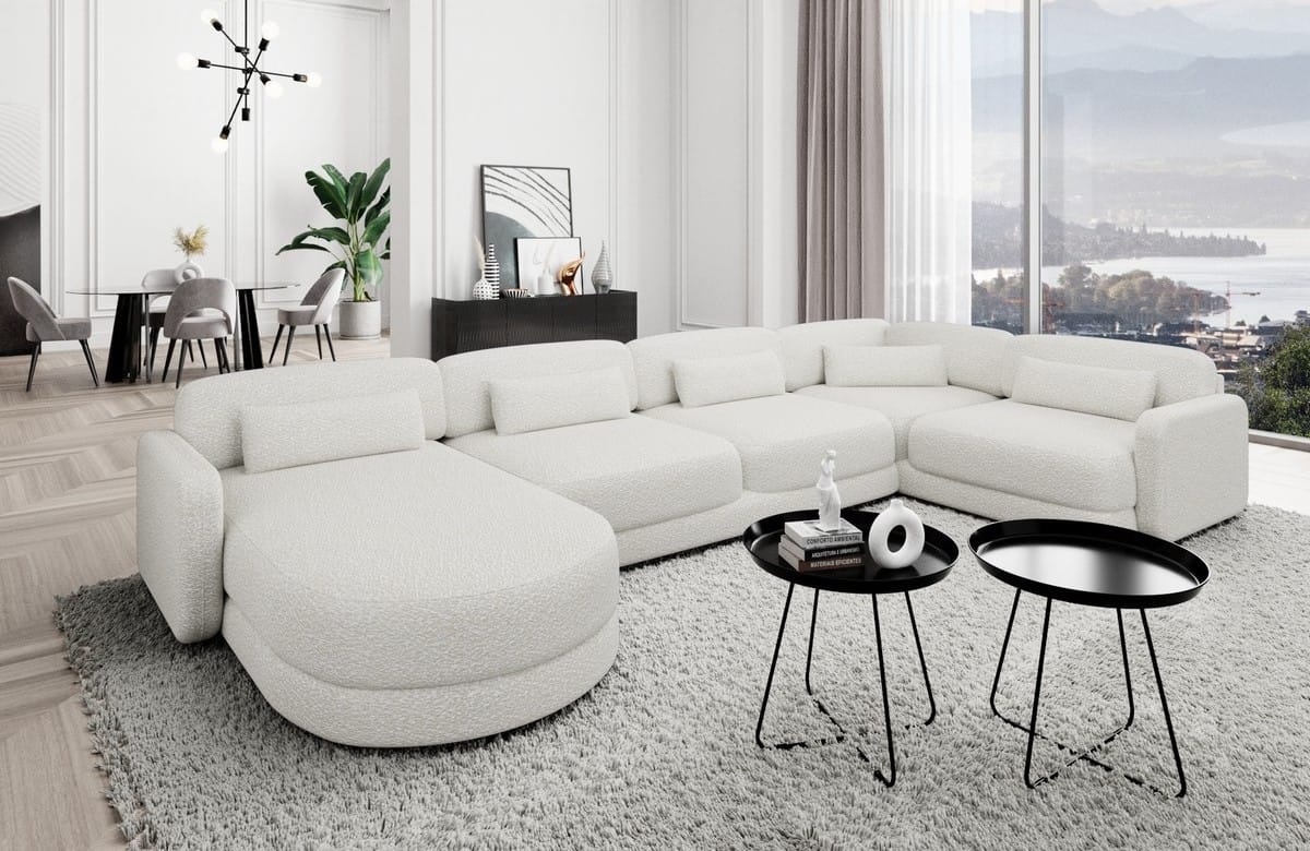 Polster Wohnlandschaft Valencia U-Form Weiß