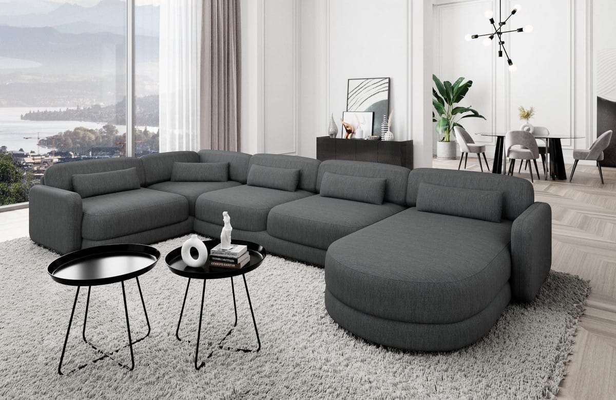 Polster Wohnlandschaft Valencia U-Form Anthrazit