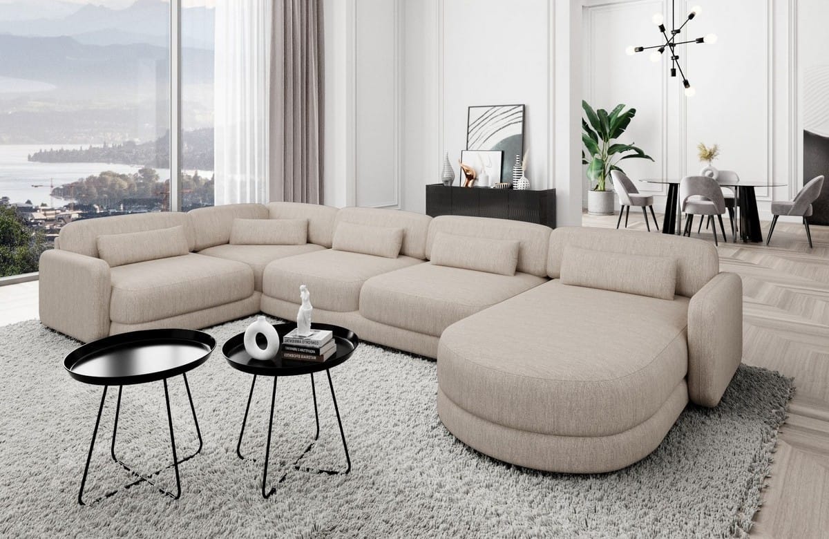 Polster Wohnlandschaft Valencia U-Form Beige
