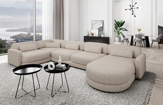 Wohnlandschaft Valencia U-Form aus Stoff Beige