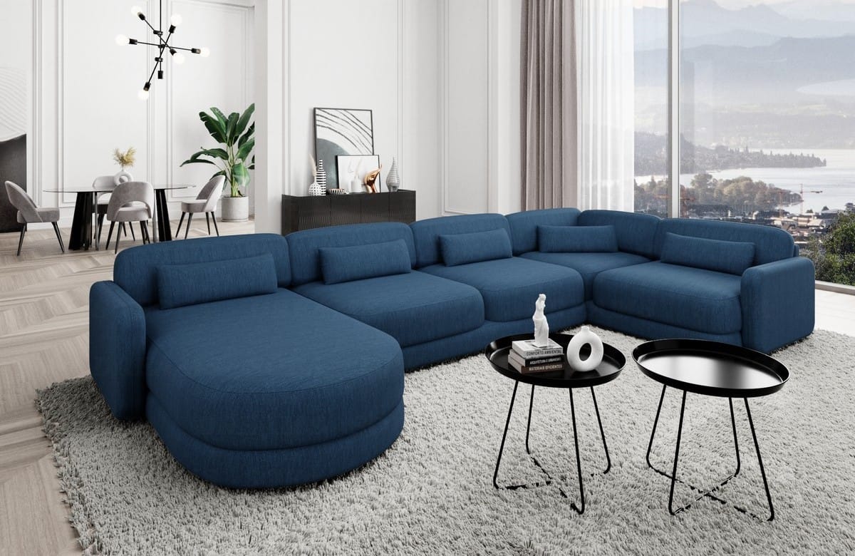 Polster Wohnlandschaft Valencia U-Form Blau