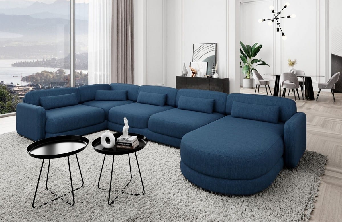 Polster Wohnlandschaft Valencia U-Form Blau