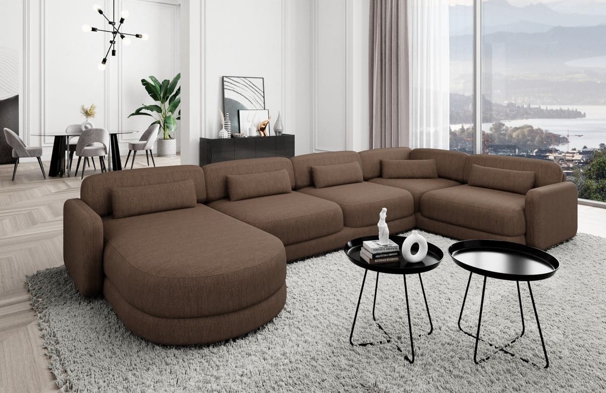 Polster Wohnlandschaft Valencia U-Form Braun