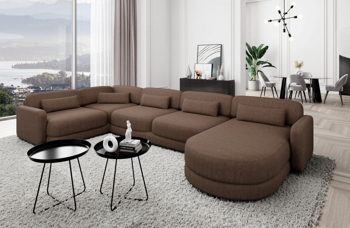 Polster Wohnlandschaft Valencia U-Form Braun