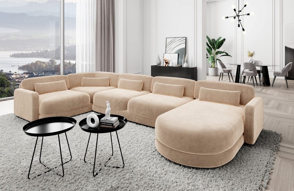 Polster Wohnlandschaft Valencia U-Form Beige