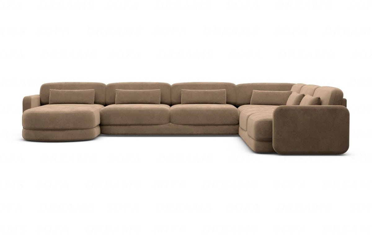 Wohnlandschaft Valencia XXL U-Form in Stoff Braun