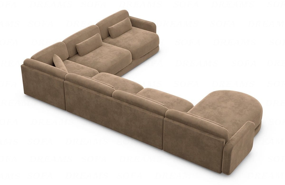 Wohnlandschaft Valencia XXL U-Form in Stoff Braun