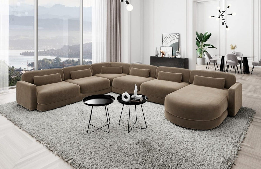 Wohnlandschaft Valencia XXL U-Form in Stoff