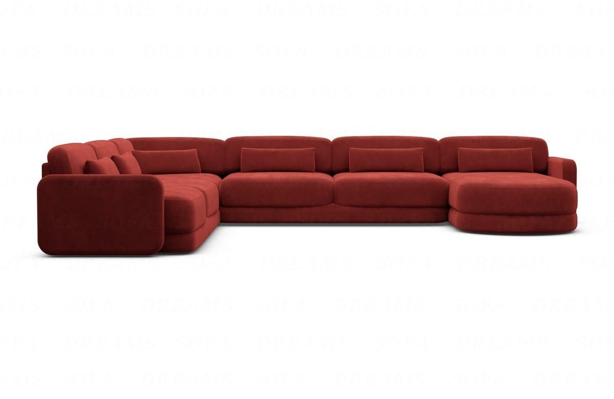 Wohnlandschaft Valencia XXL U-Form in Stoff Rot