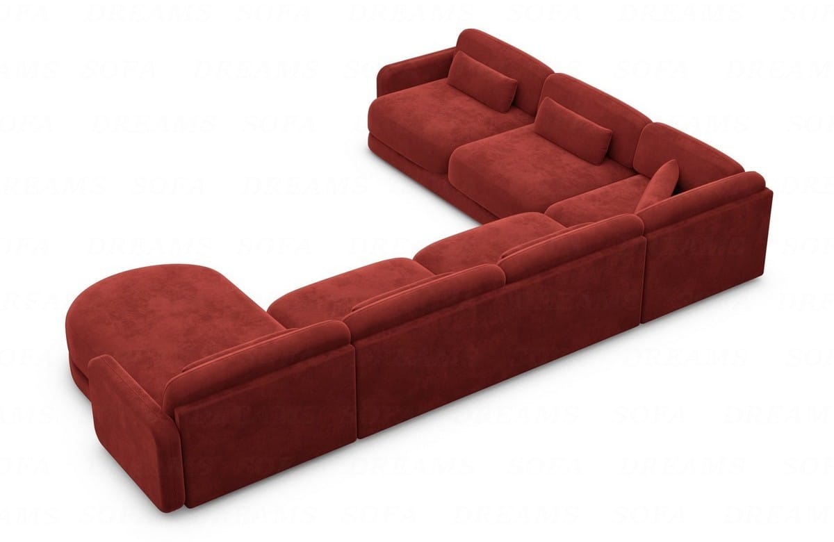 Wohnlandschaft Valencia XXL U-Form in Stoff Rot