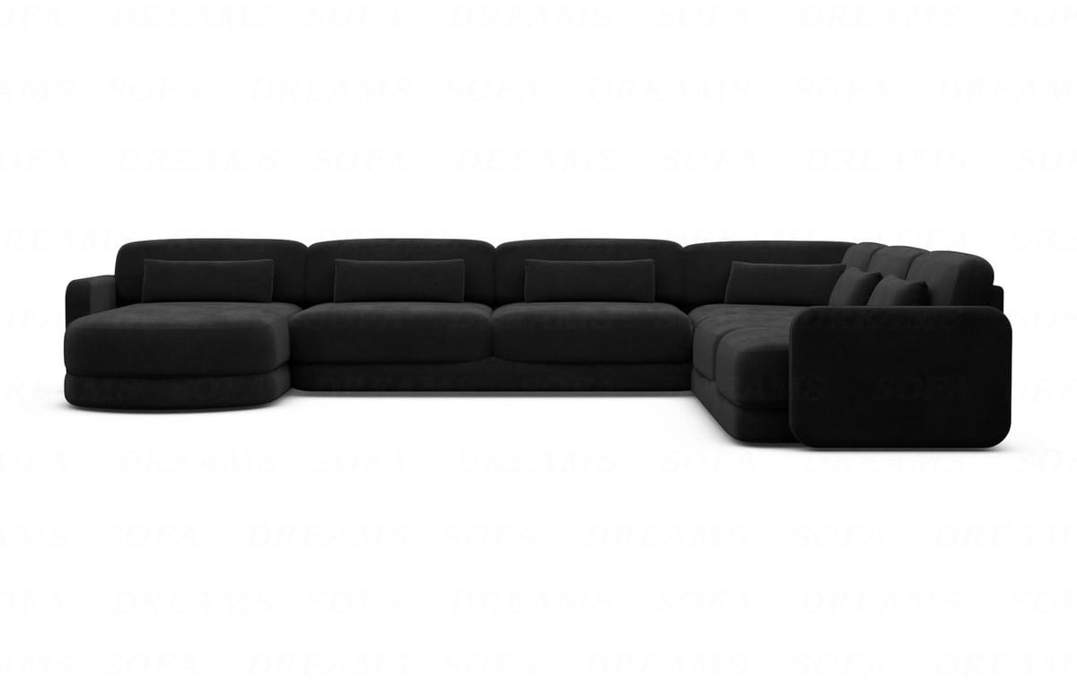 Wohnlandschaft Valencia XXL U-Form in Stoff Schwarz