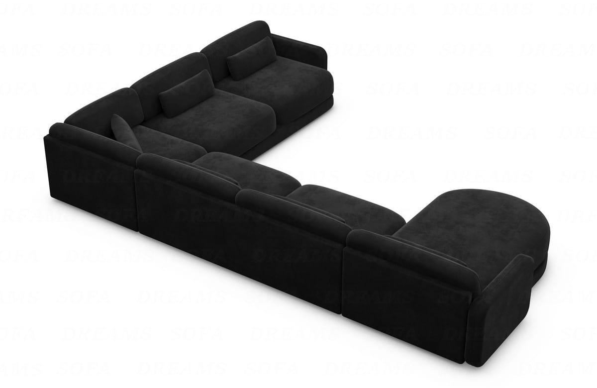 Wohnlandschaft Valencia XXL U-Form in Stoff Schwarz