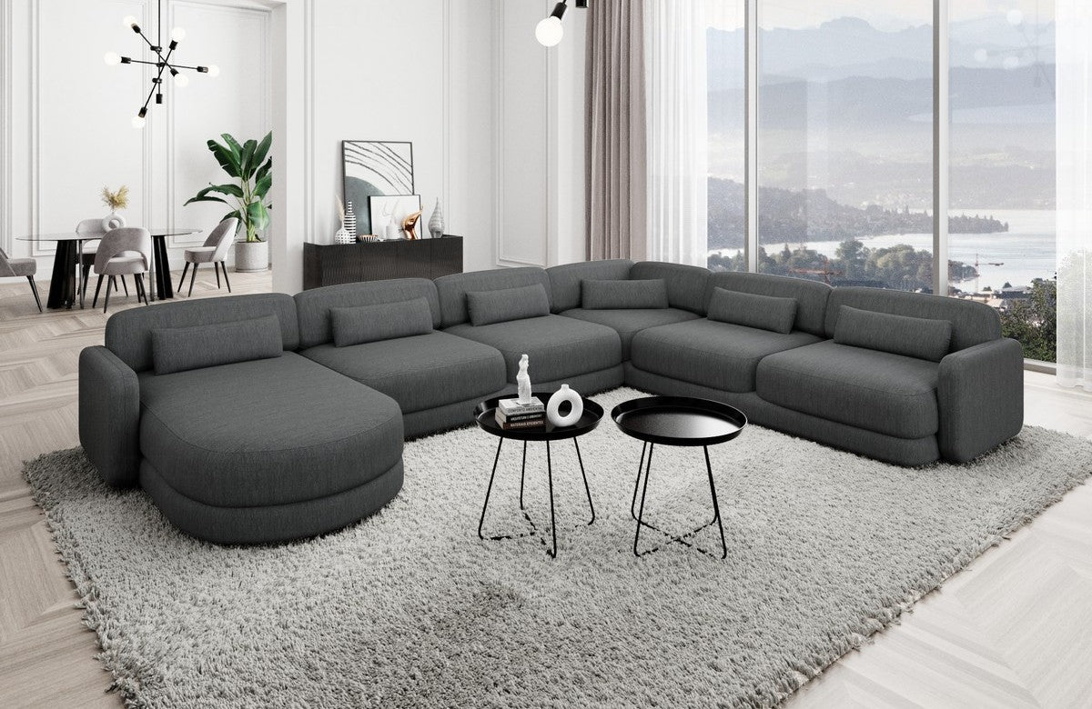 Wohnlandschaft Valencia XXL Stoff Anthrazit