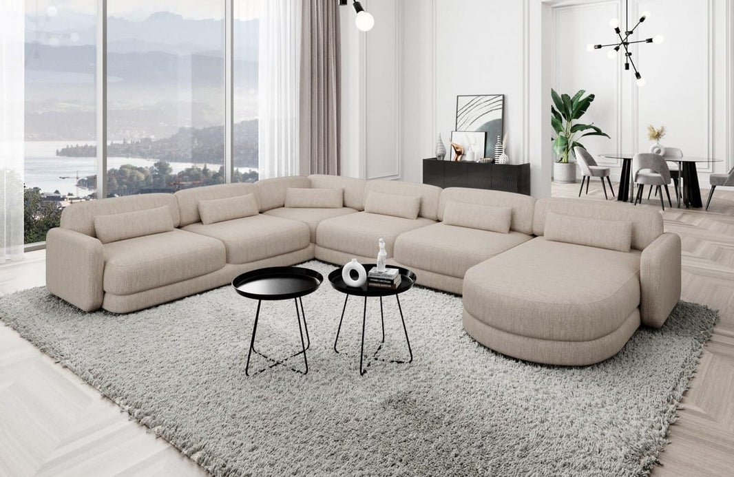 Wohnlandschaft Valencia XXL U-Form in Stoff