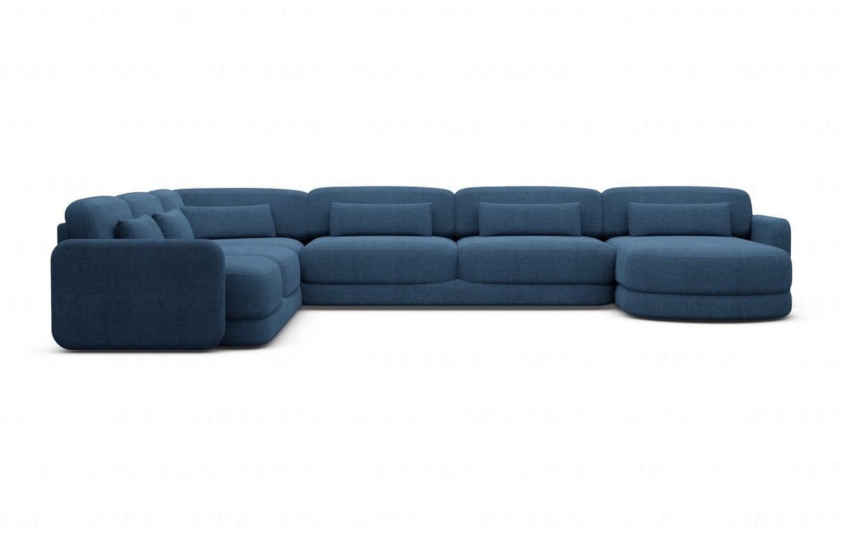 Wohnlandschaft Valencia XXL U-Form in Stoff Blau