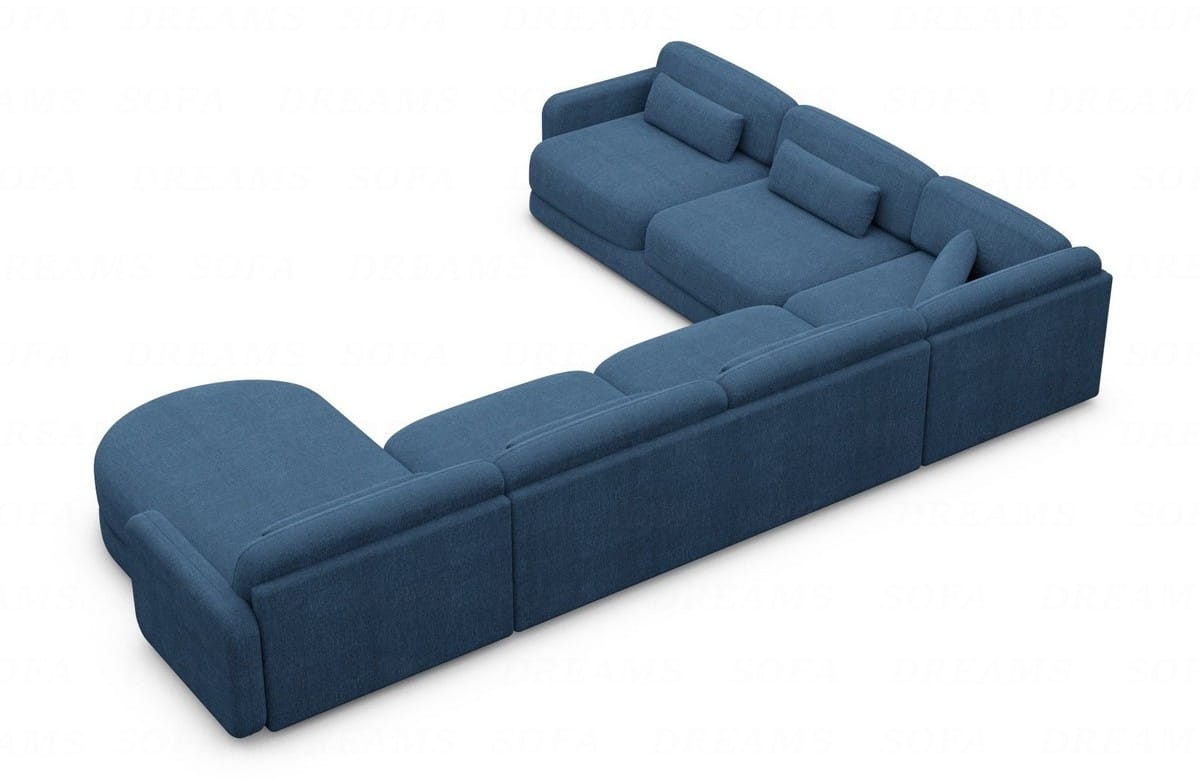 Wohnlandschaft Valencia XXL U-Form in Stoff Blau