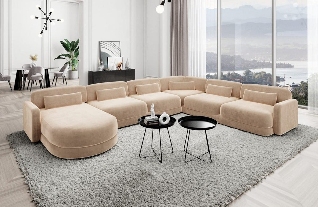 Wohnlandschaft Valencia XXL U-Form in Stoff