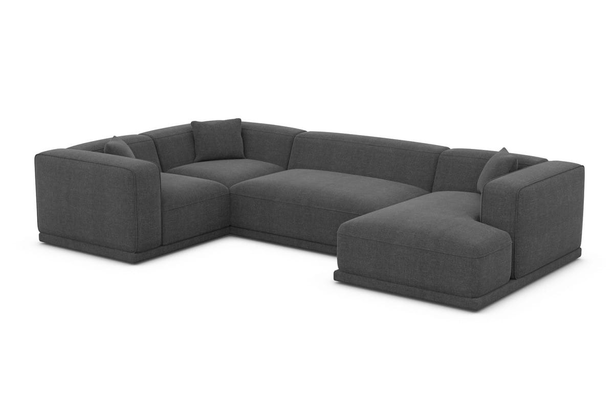 Stoff Wohnlandschaft Merida U-Form Anthrazit